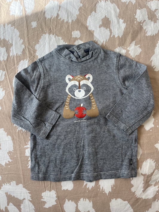 T-shirt à manches longues col roulé motif raton-laveur - 9 mois
