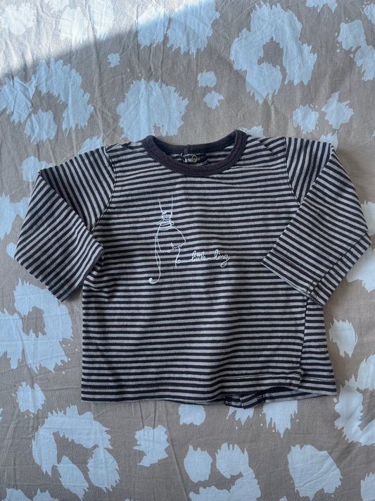T-shirt à manches longues marron rayé « Little King » - 9 mois