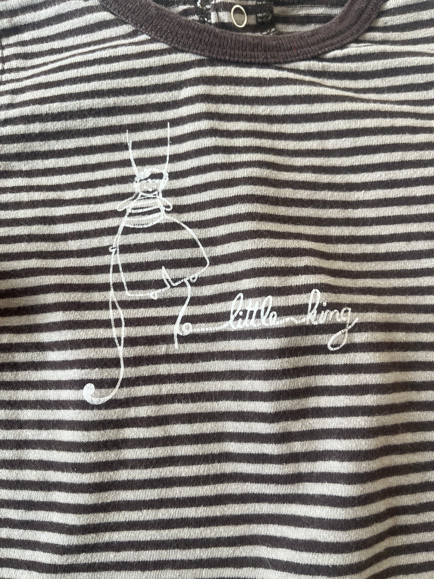 T-shirt à manches longues marron rayé « Little King » - 9 mois