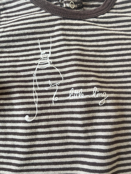 T-shirt à manches longues marron rayé « Little King » - 9 mois