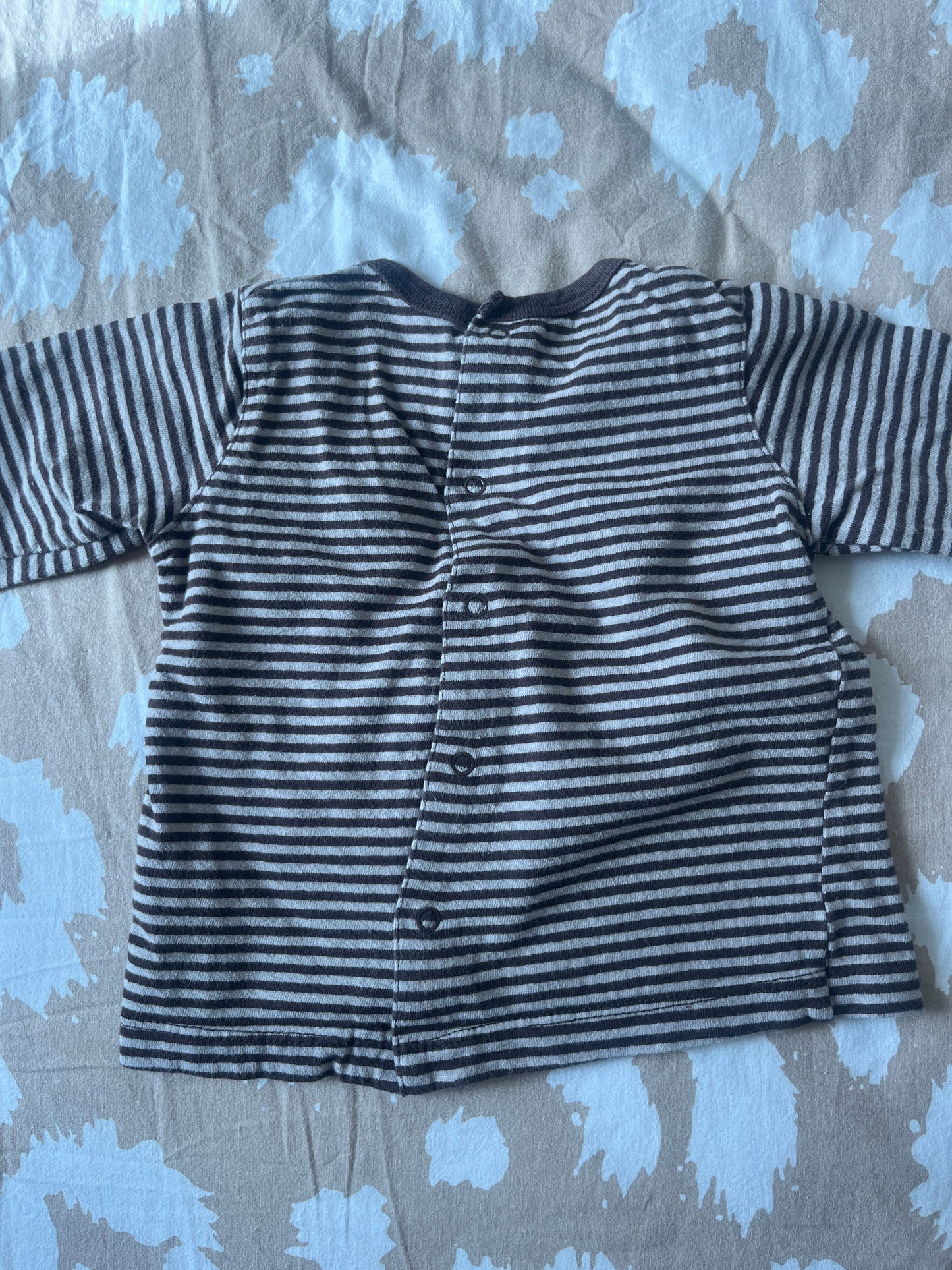 T-shirt à manches longues marron rayé « Little King » - 9 mois