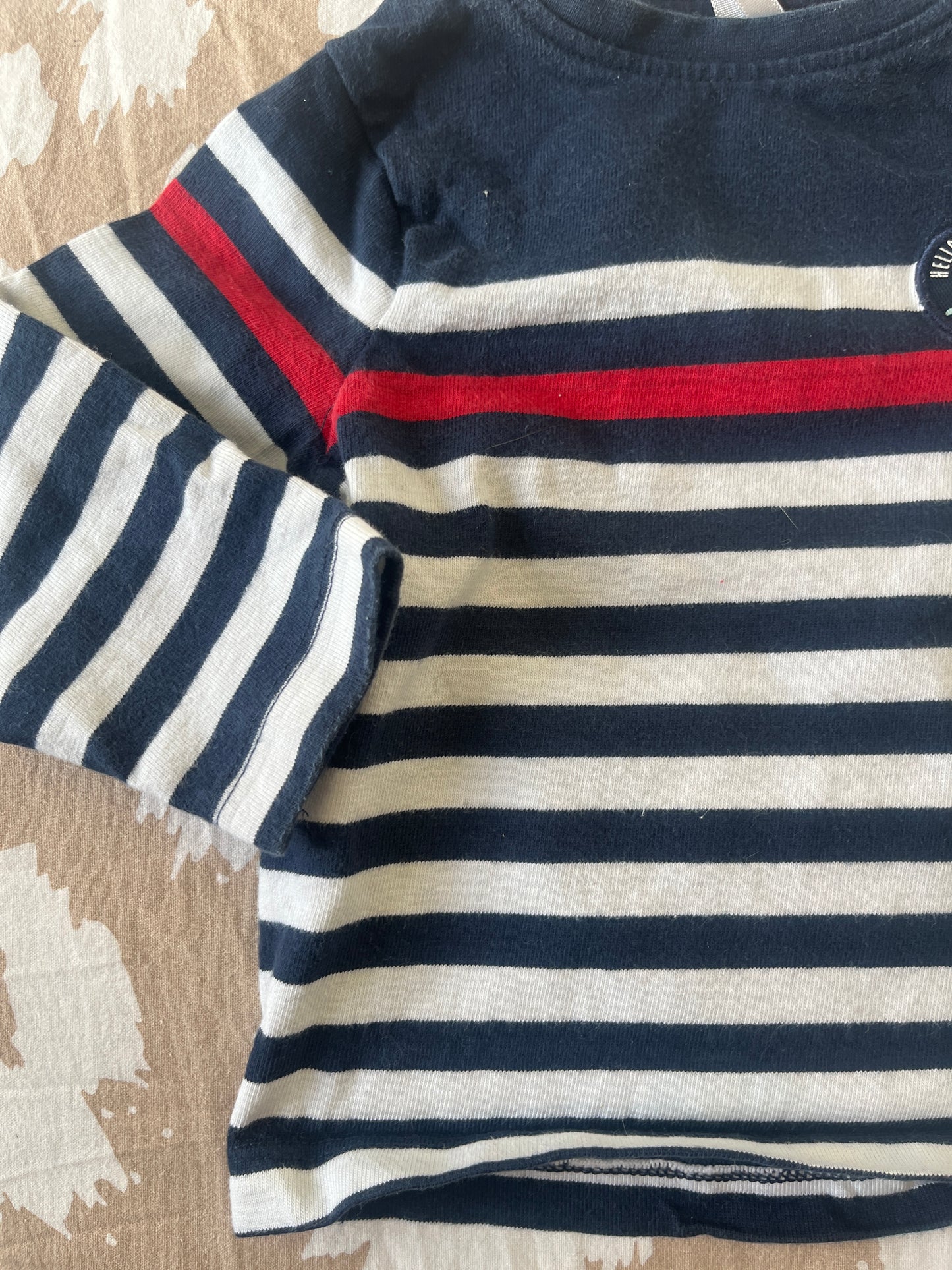 T-shirt à manches longues à rayures avec bateau - 12 mois