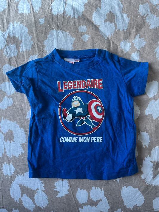 T-shirt à manches courtes bleu Marvel - 12 mois