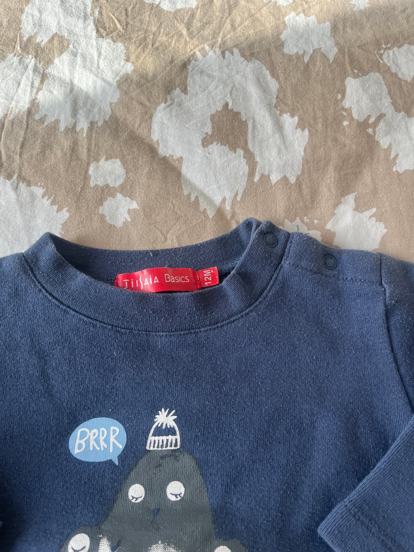 Sweat à manches longues bleu avec pingouins - 12 mois