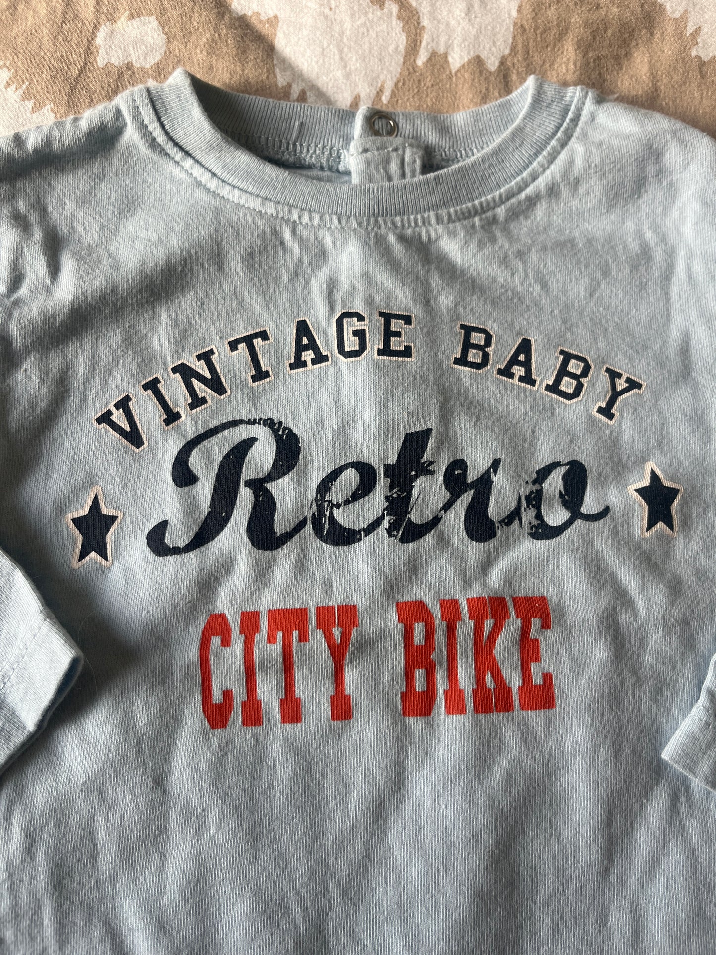 T-shirt à manches longues bleu « vintage baby rétro City bike » - 12 mois