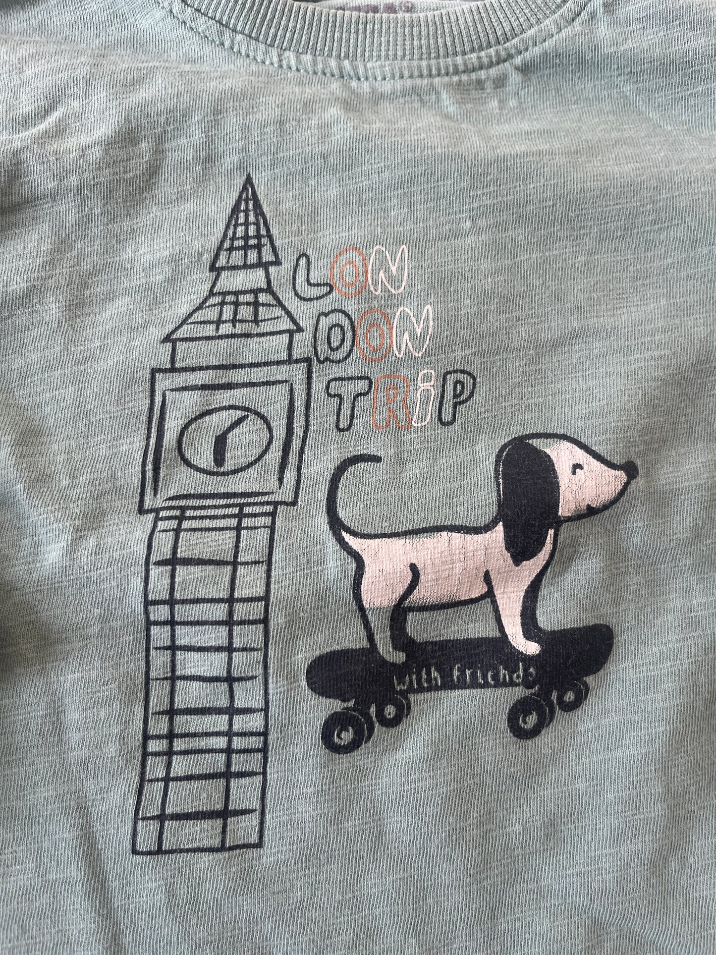 T-shirt à manches longues vert Londres - 12 mois