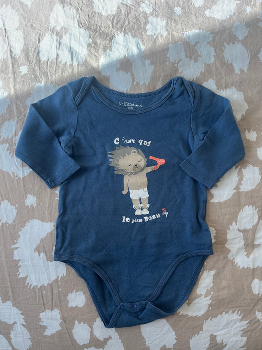 Body à manches longues bleu « c’est qui le plus beau ? » - 18 mois