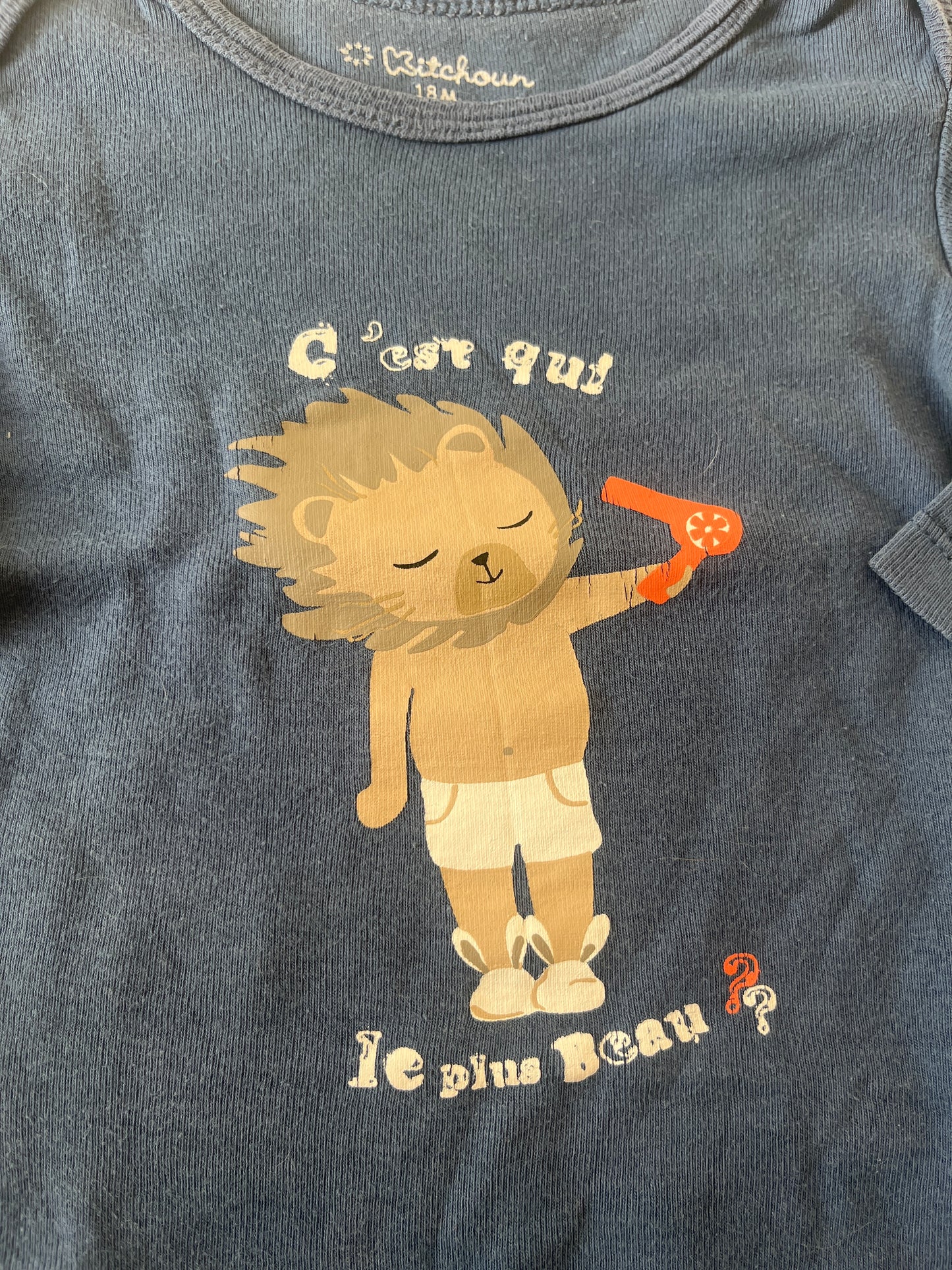 Body à manches longues bleu « c’est qui le plus beau ? » - 18 mois