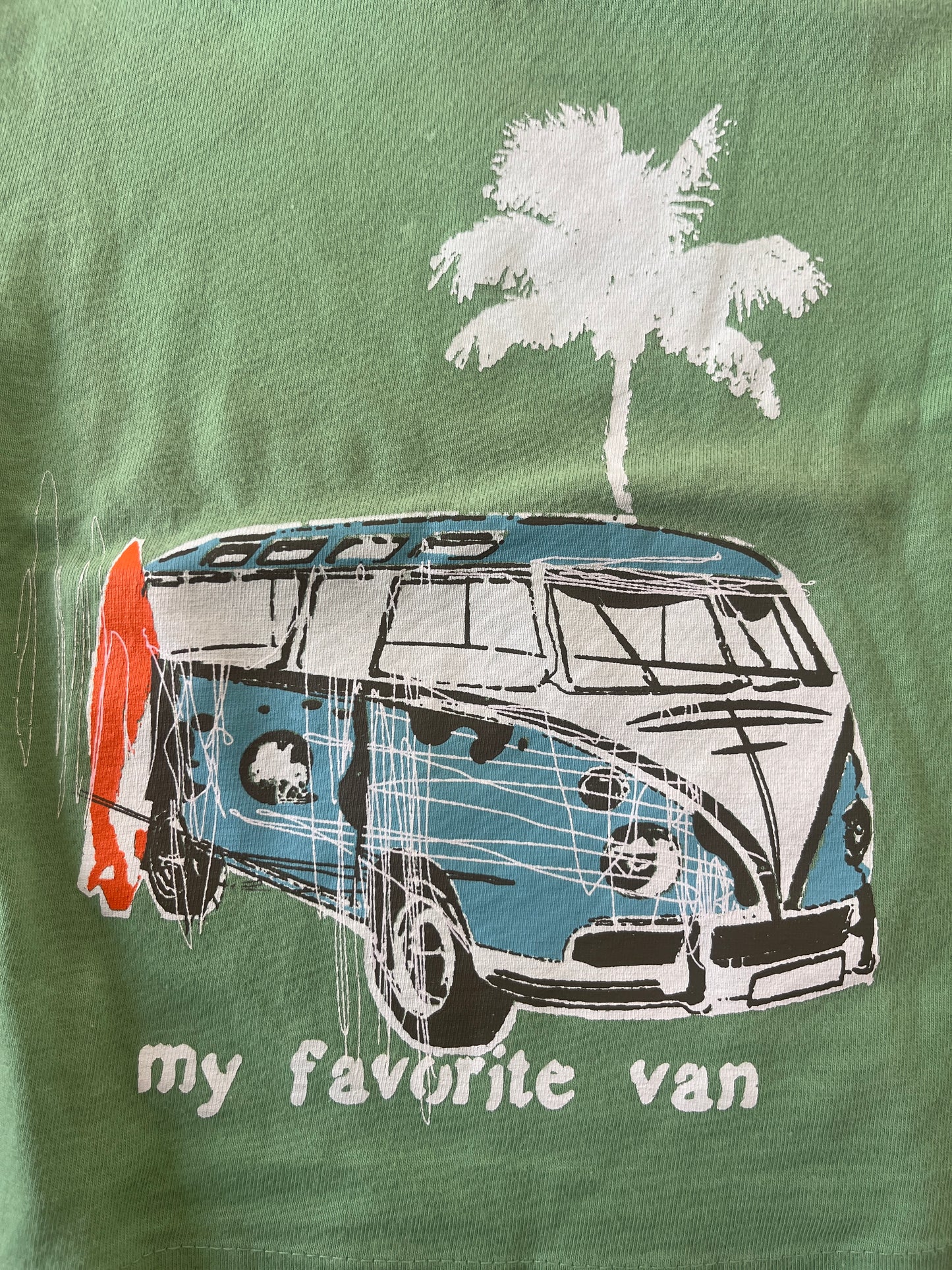 T-shirt à manches courtes vert avec van - 18 mois