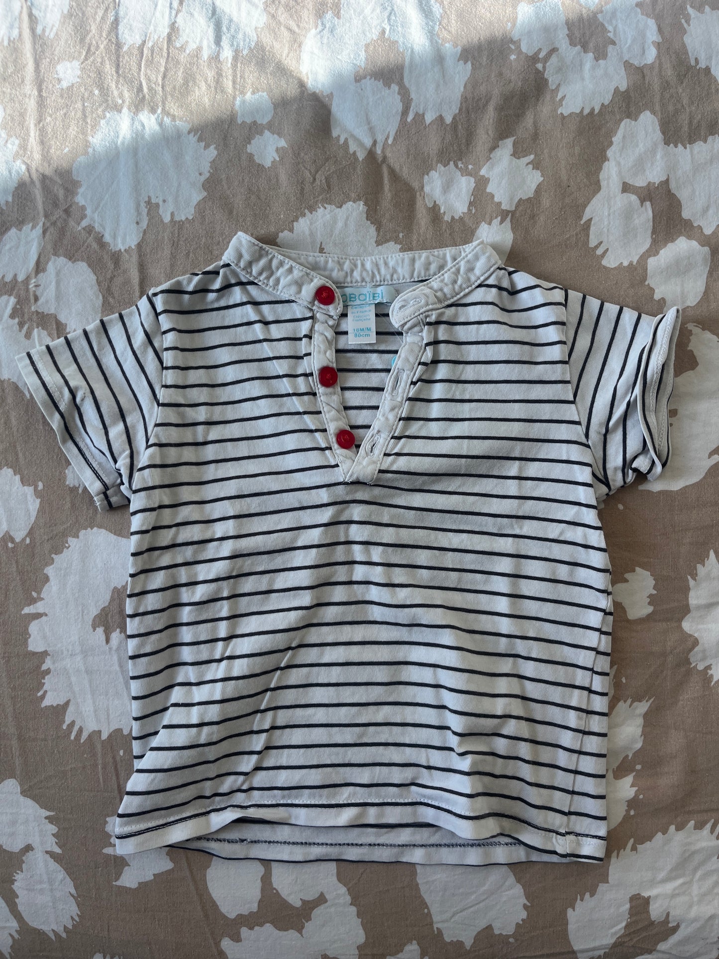 T-shirt à manches courtes type polo à rayures - 18 mois