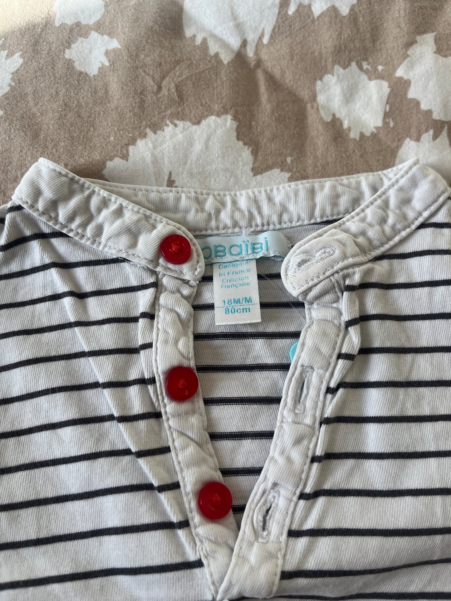 T-shirt à manches courtes type polo à rayures - 18 mois