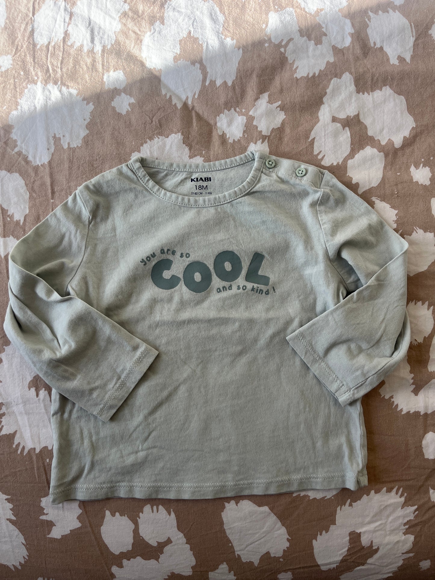 T-shirt à manches longues vert sauge « you are so cool and so kind! » - 18 mois
