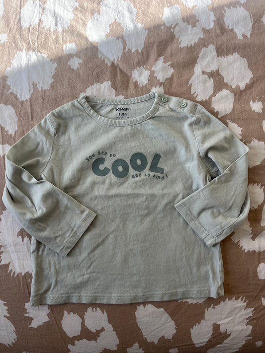 T-shirt à manches longues vert sauge « you are so cool and so kind! » - 18 mois
