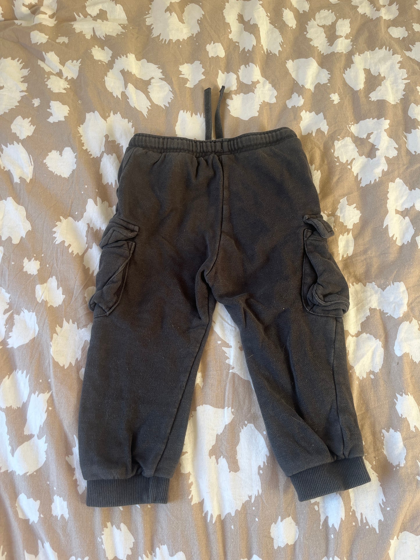 Pantalon cargo en tissu noir - 24 mois