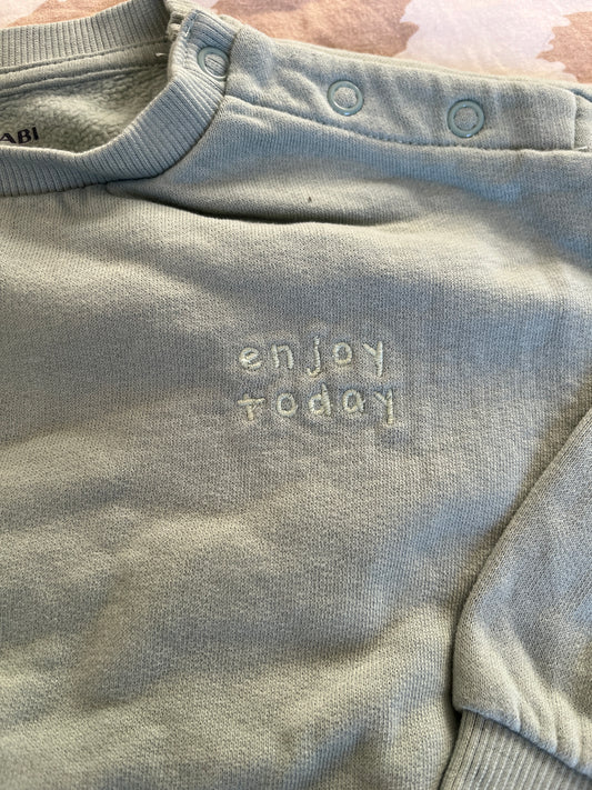 Sweat à manches longues vert « enjoy today » - 24 mois