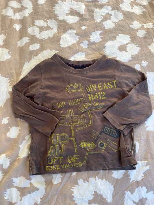 T-shirt à manches longues marron vintage Active Wear - 2 ans