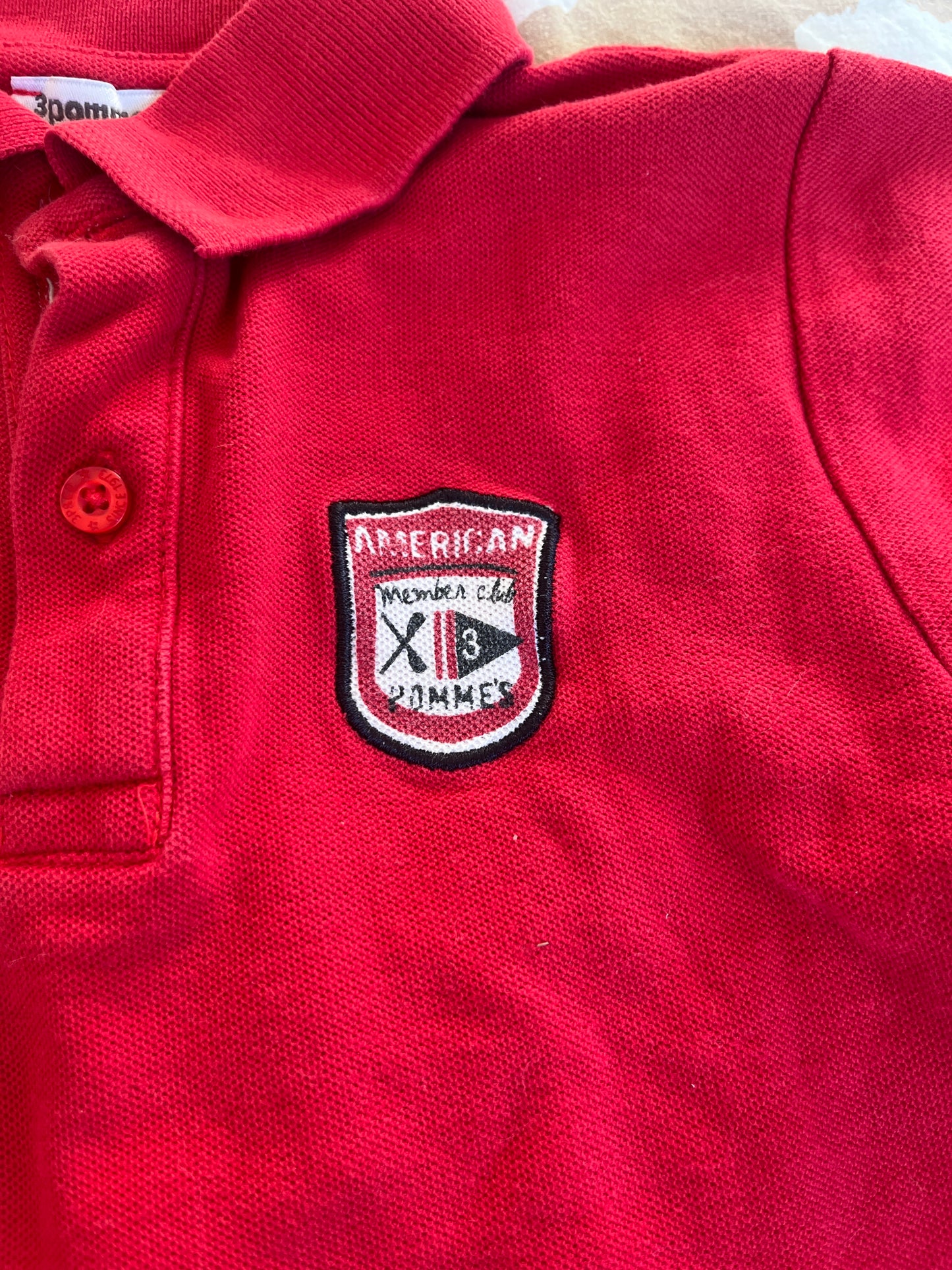 Polo en maille à manches courtes rouge 3Pommes - 2 ans