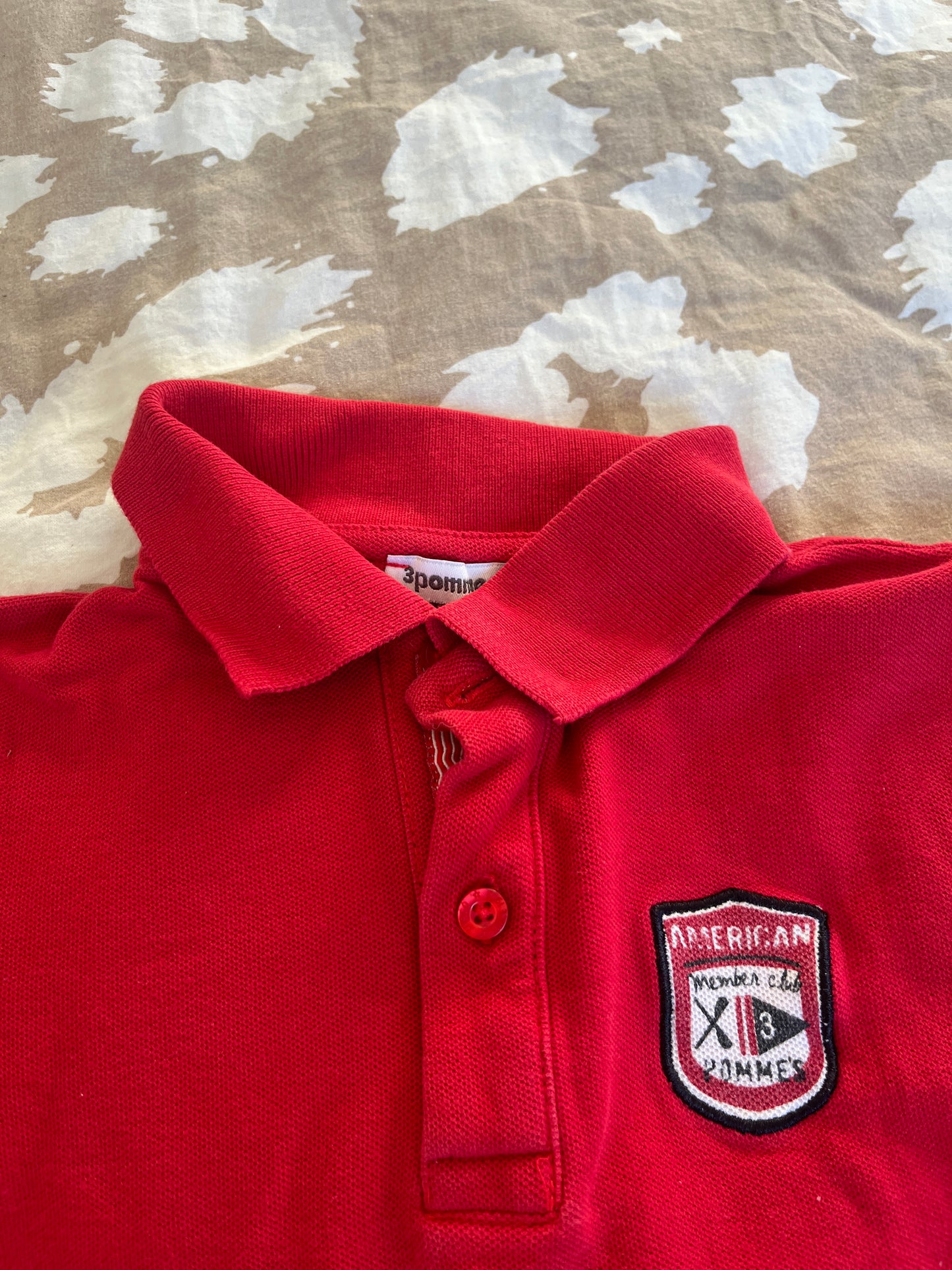 Polo en maille à manches courtes rouge 3Pommes - 2 ans