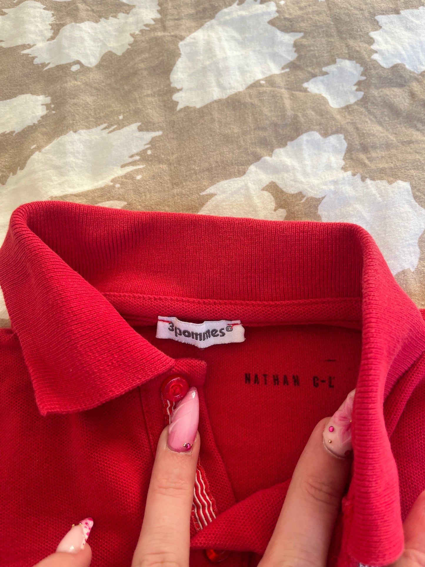 Polo en maille à manches courtes rouge 3Pommes - 2 ans