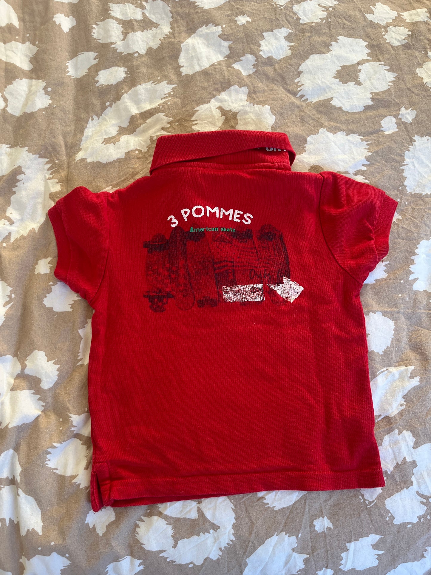 Polo en maille à manches courtes rouge 3Pommes - 2 ans