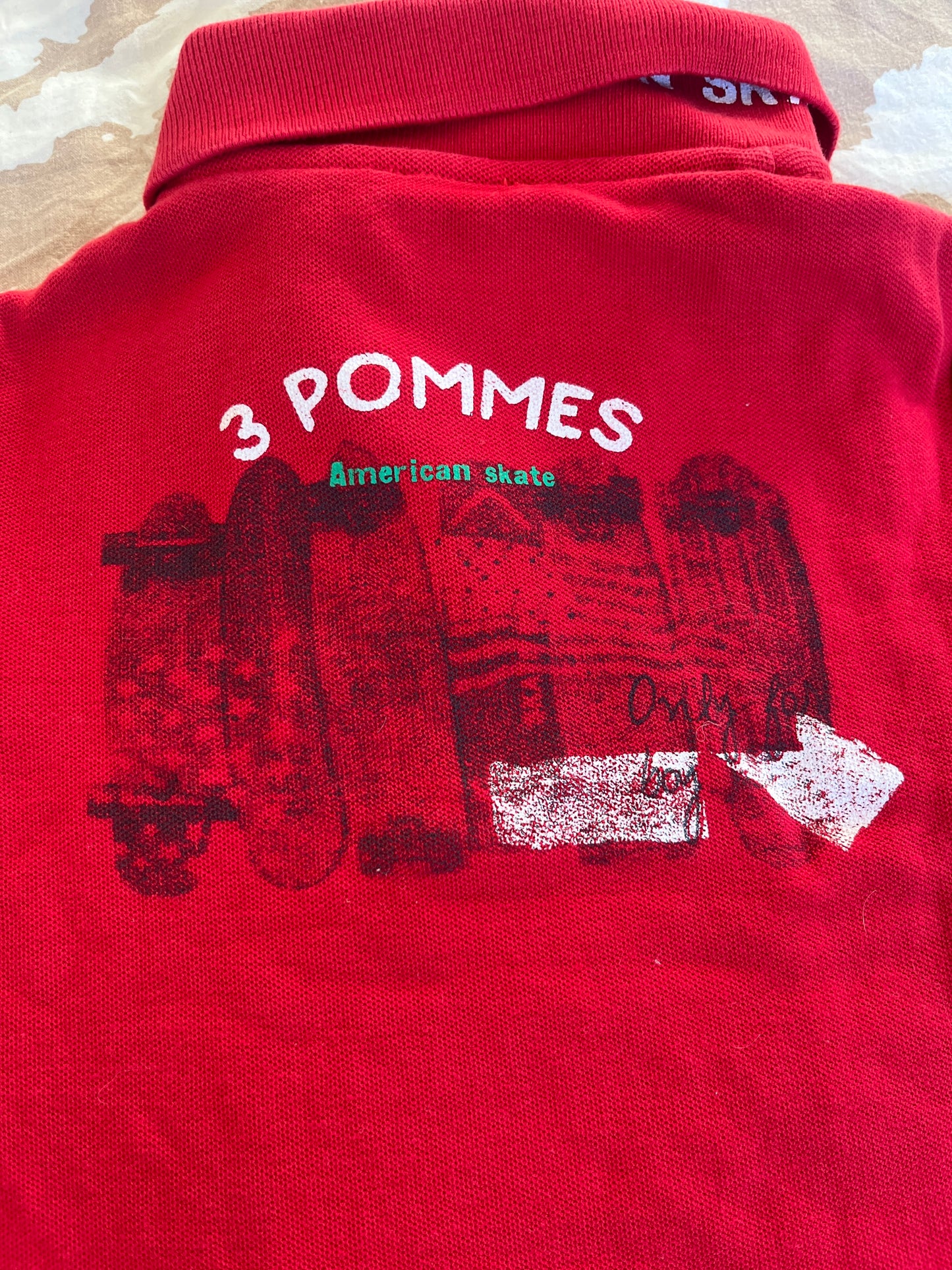 Polo en maille à manches courtes rouge 3Pommes - 2 ans
