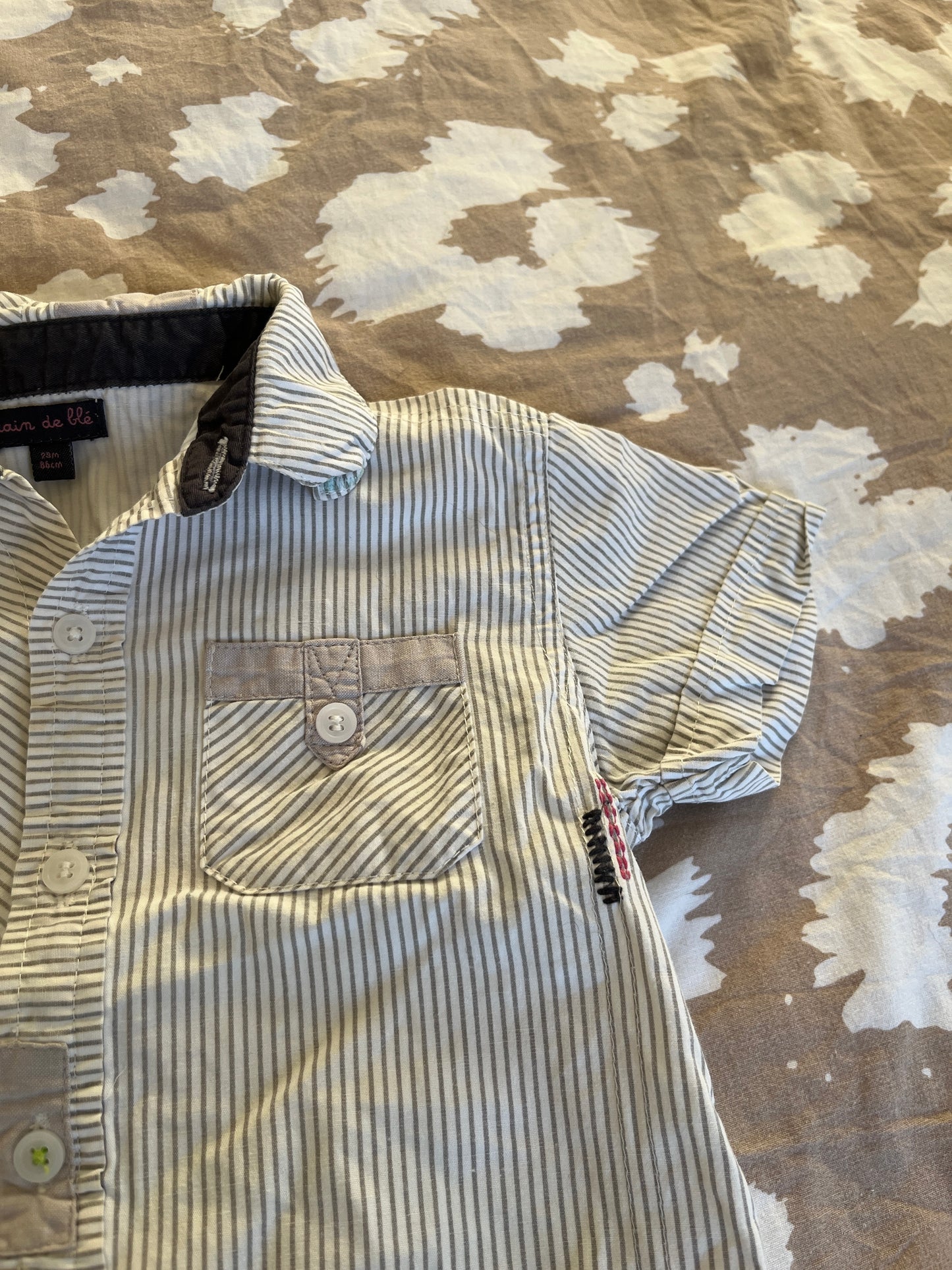 Chemise à manches courtes rayée Grain de Blé - 23 mois