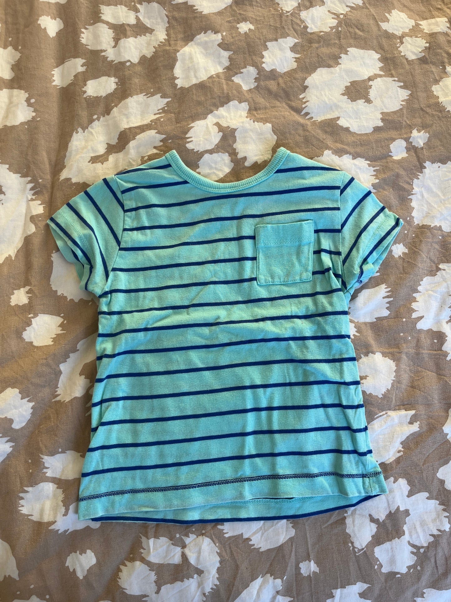 T-shirt à manches courtes bleu turquoise à rayures bleu marine - 24 mois