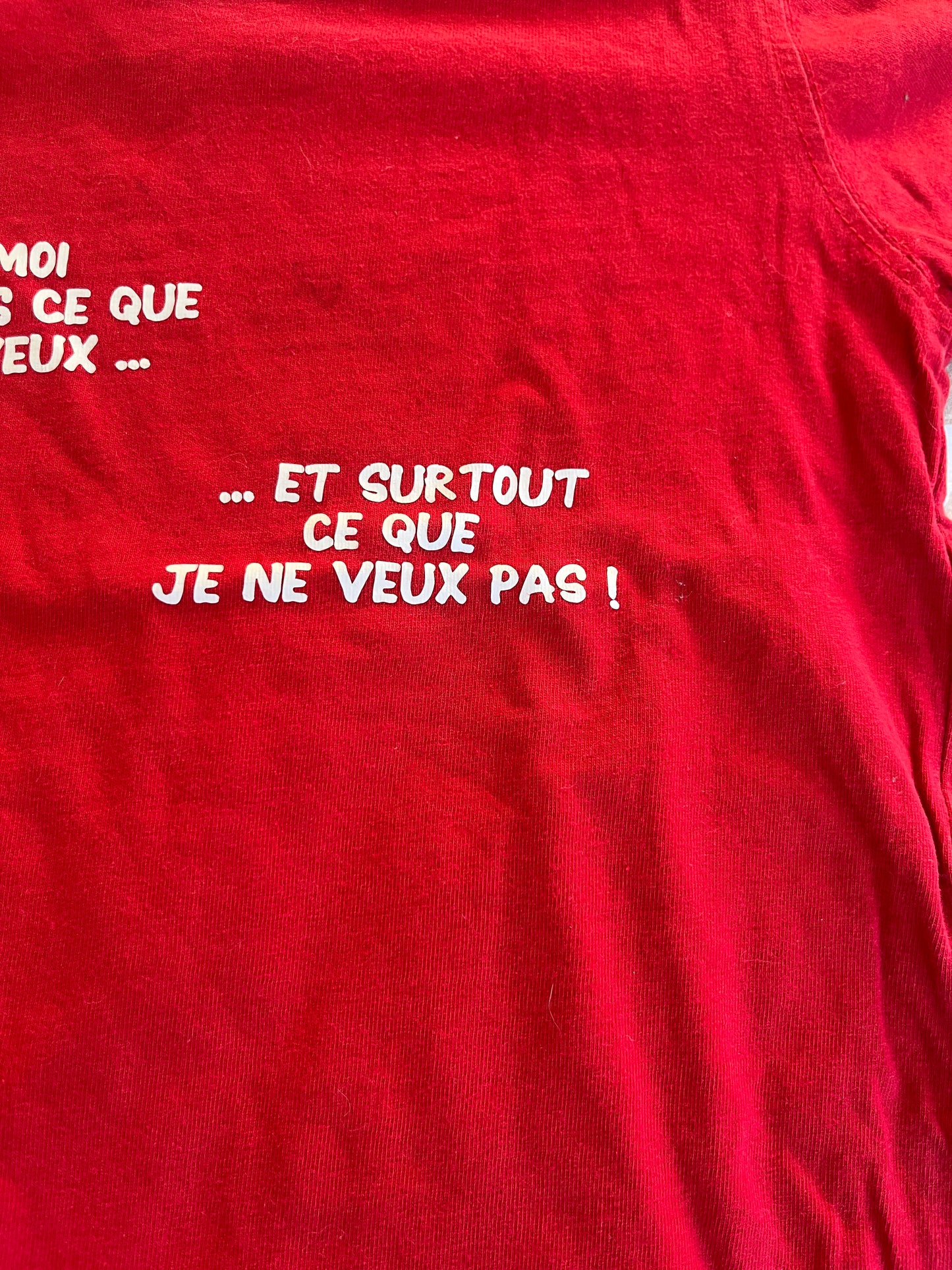 T-shirt à manches courtes rouge « moi je sais ce que je veux » - 2 ans