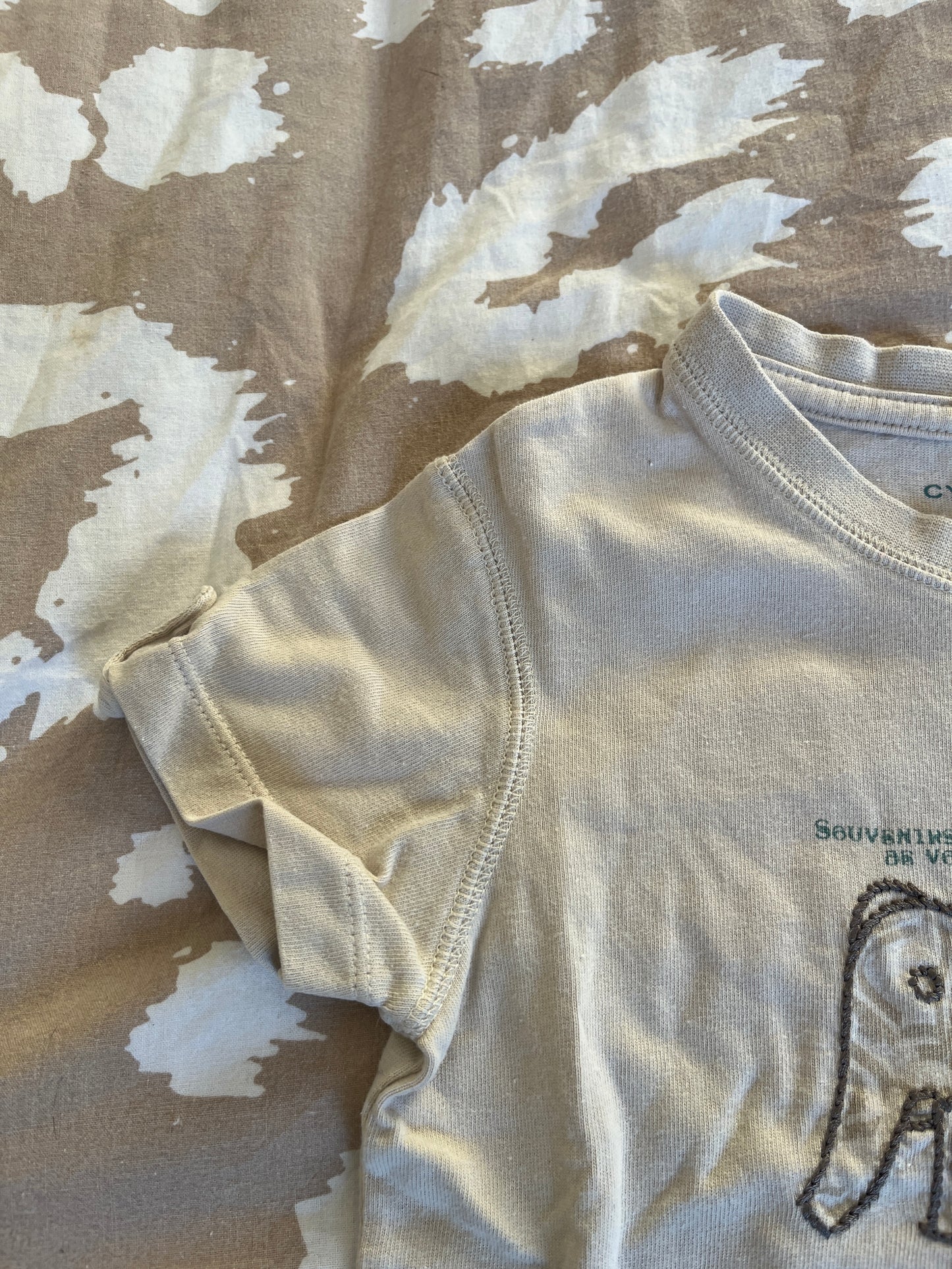 T-shirt à manches courtes beige motif éléphant vintage Cyrillus - 24 mois