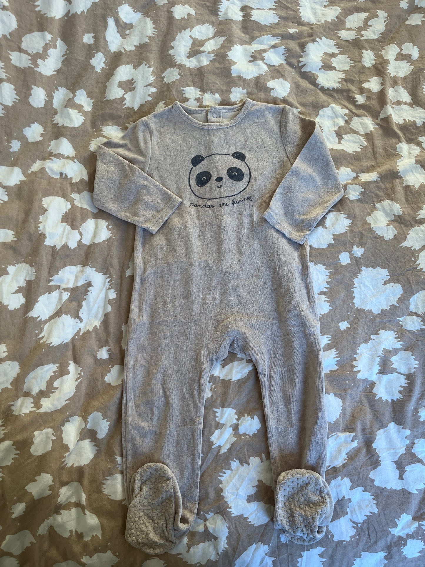 Pyjama velours beige motif panda - 23 mois