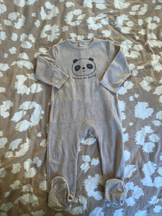 Pyjama velours beige motif panda - 23 mois