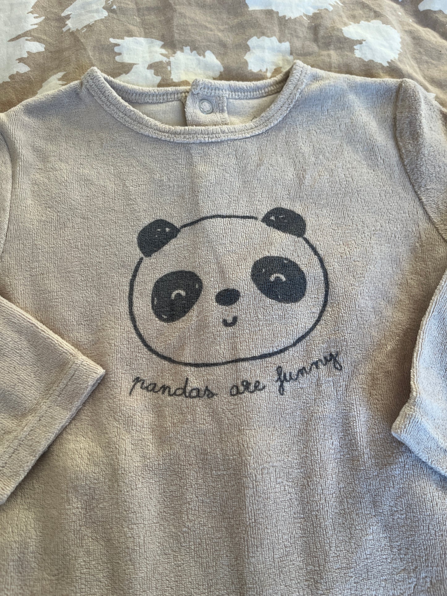 Pyjama velours beige motif panda - 23 mois