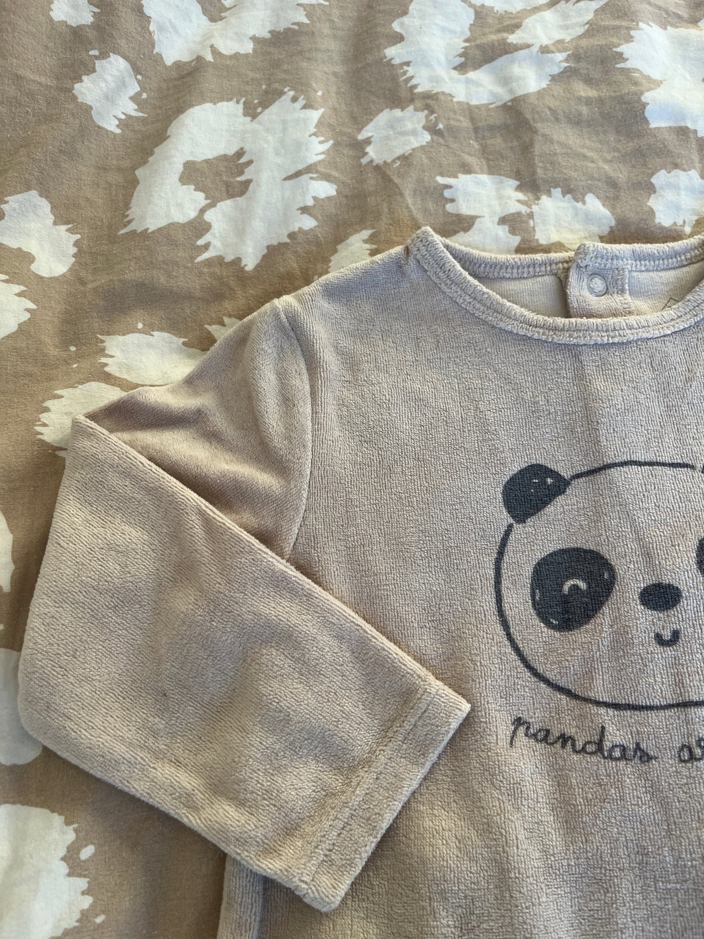 Pyjama velours beige motif panda - 23 mois