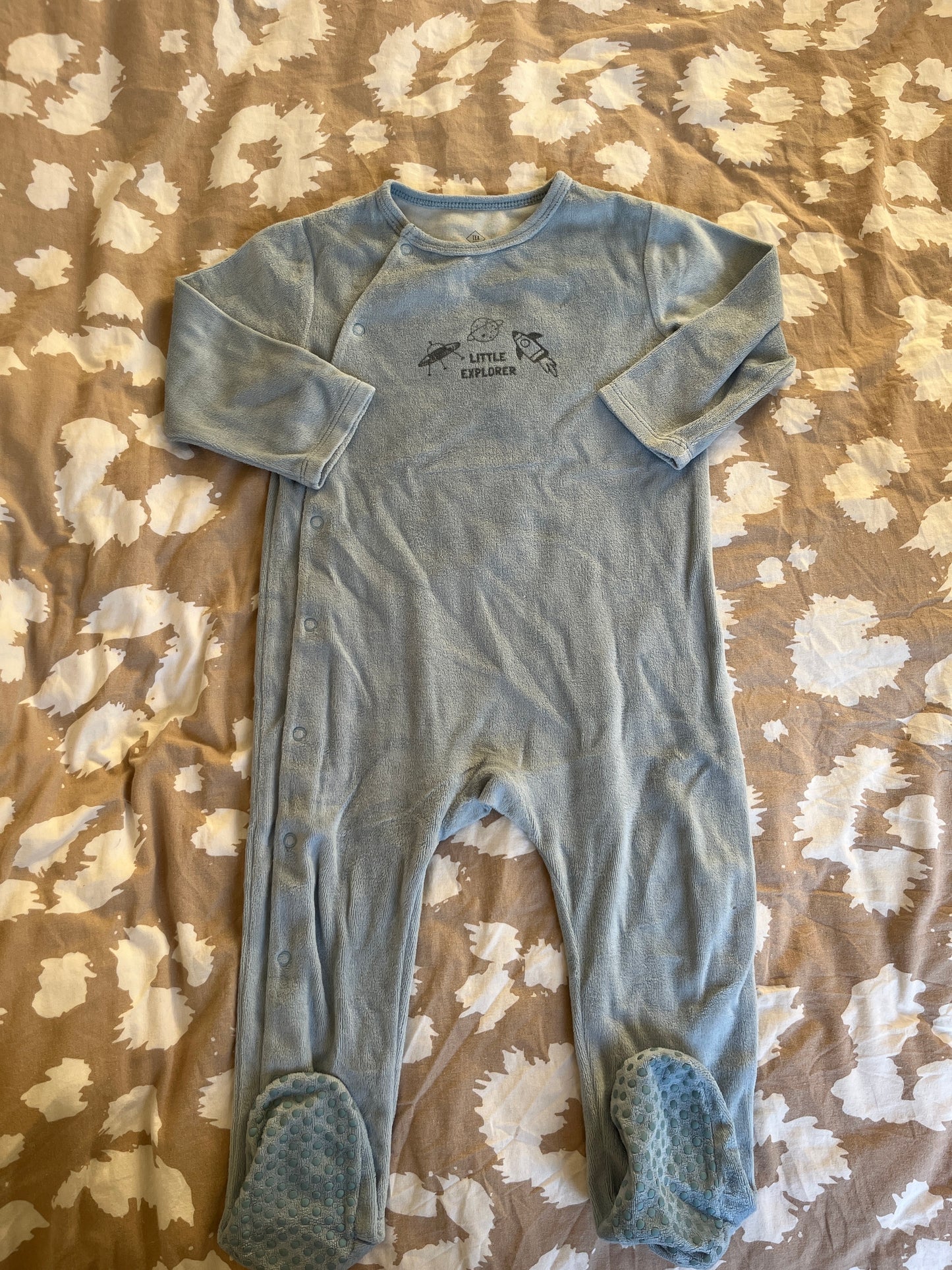 Pyjama velours bleu ciel ouverture devant astronaute - 23 mois