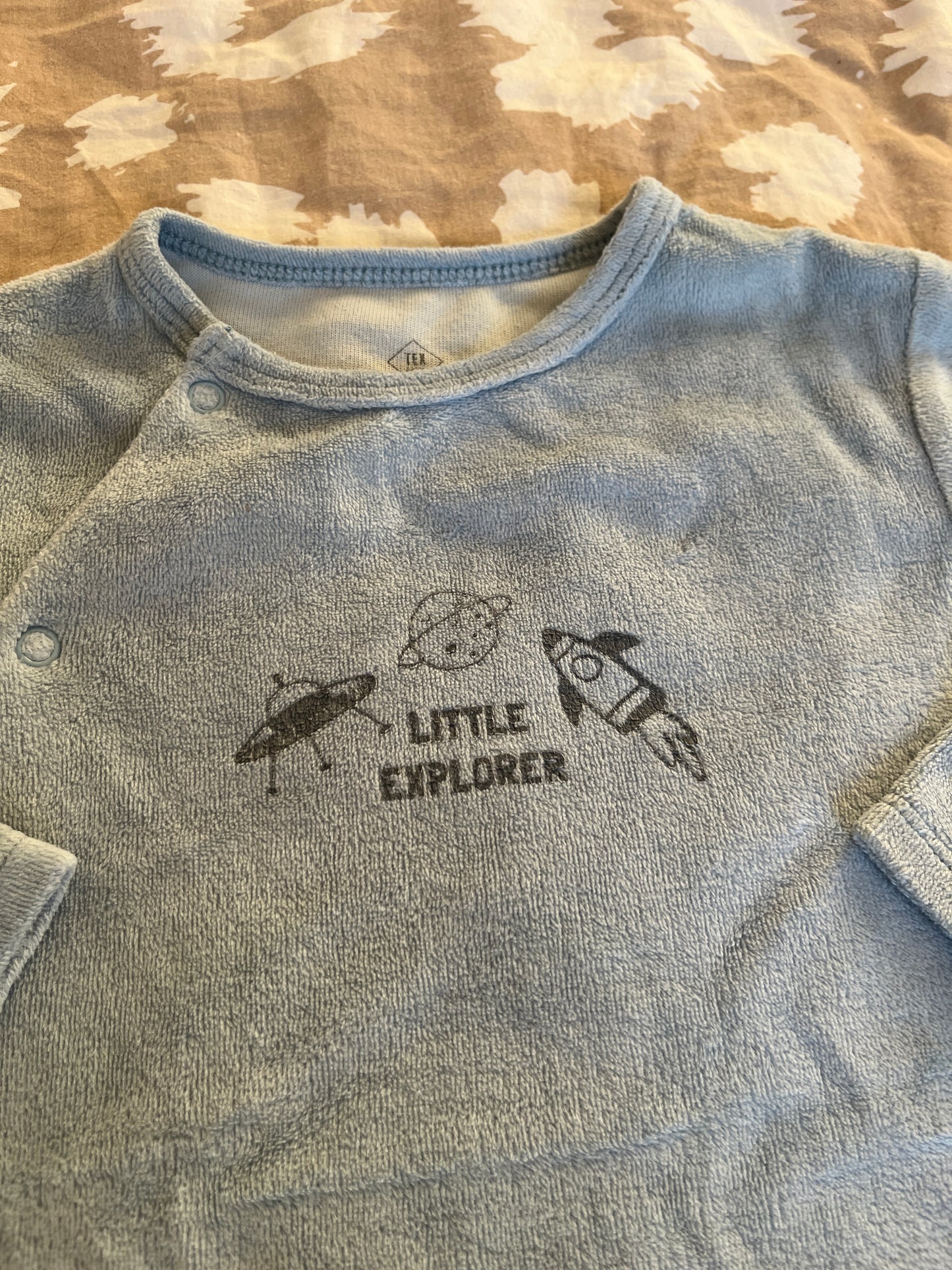 Pyjama velours bleu ciel ouverture devant astronaute - 23 mois