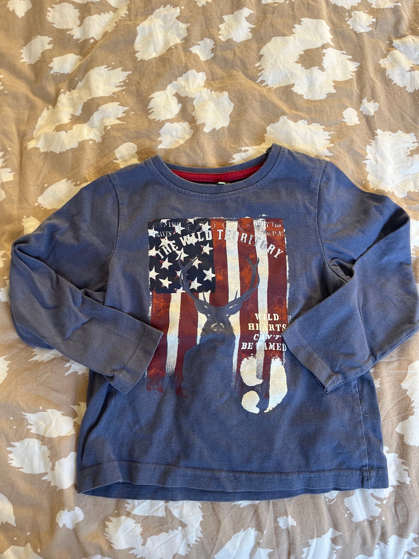 T-shirt à manches longues bleu motifs américains - 3 ans