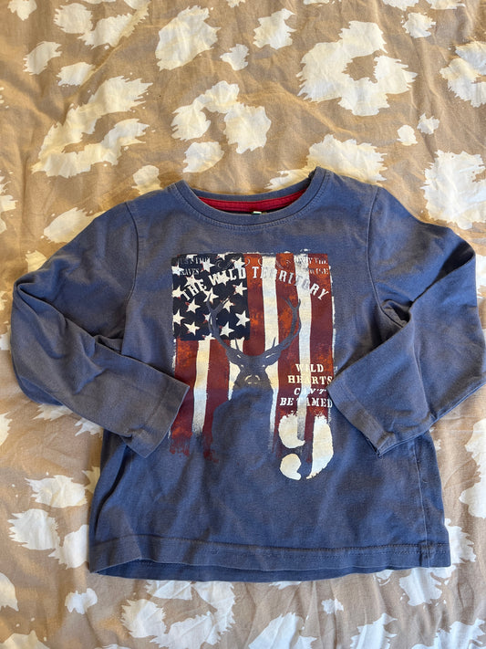 T-shirt à manches longues bleu motifs américains - 3 ans