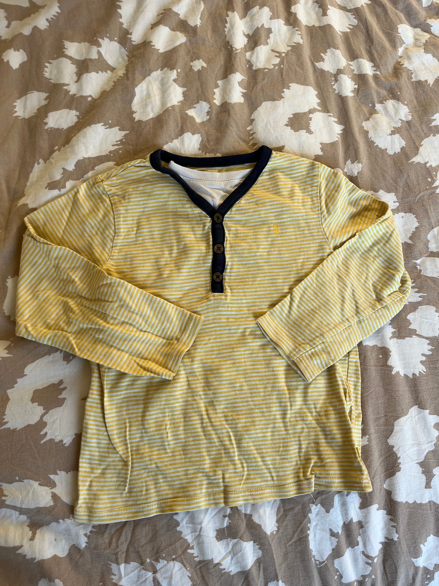 T-shirt à manches longues jaune et blanc cache cœur - 36 mois