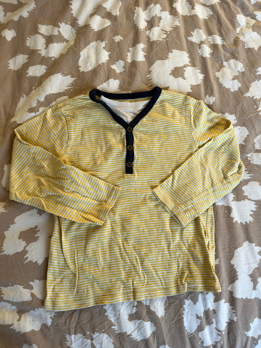 T-shirt à manches longues jaune et blanc cache cœur - 36 mois