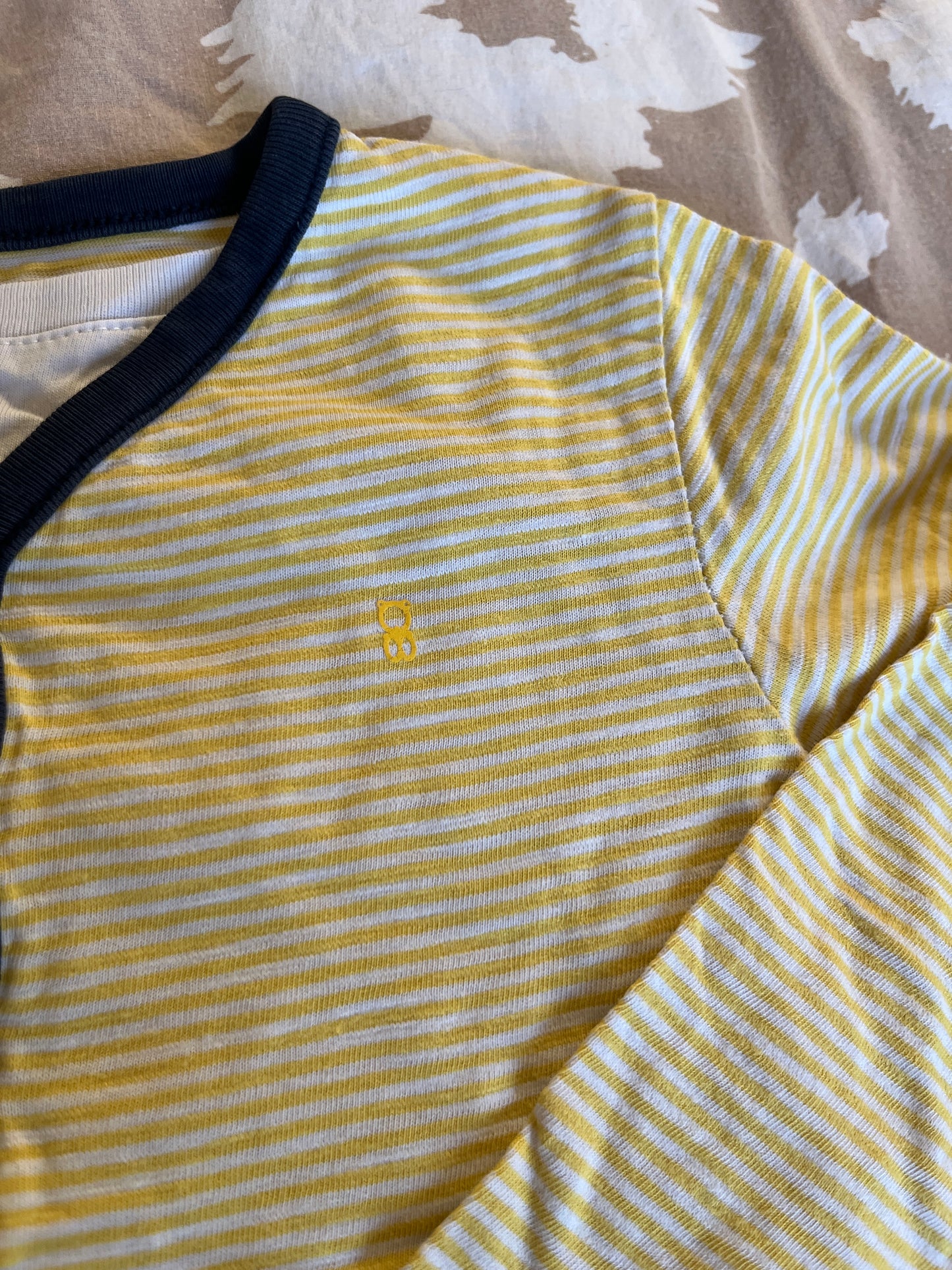 T-shirt à manches longues jaune et blanc cache cœur - 36 mois