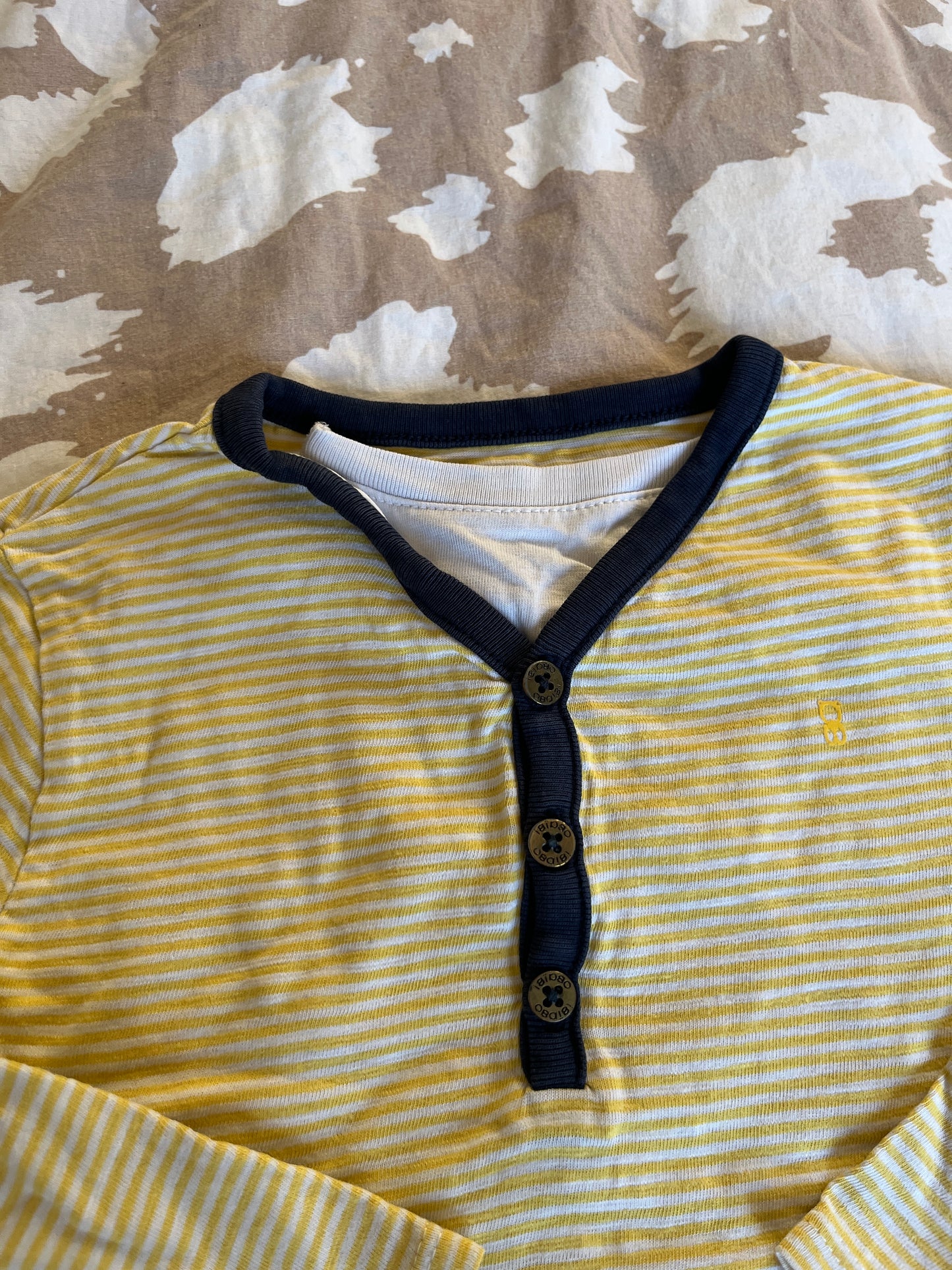 T-shirt à manches longues jaune et blanc cache cœur - 36 mois