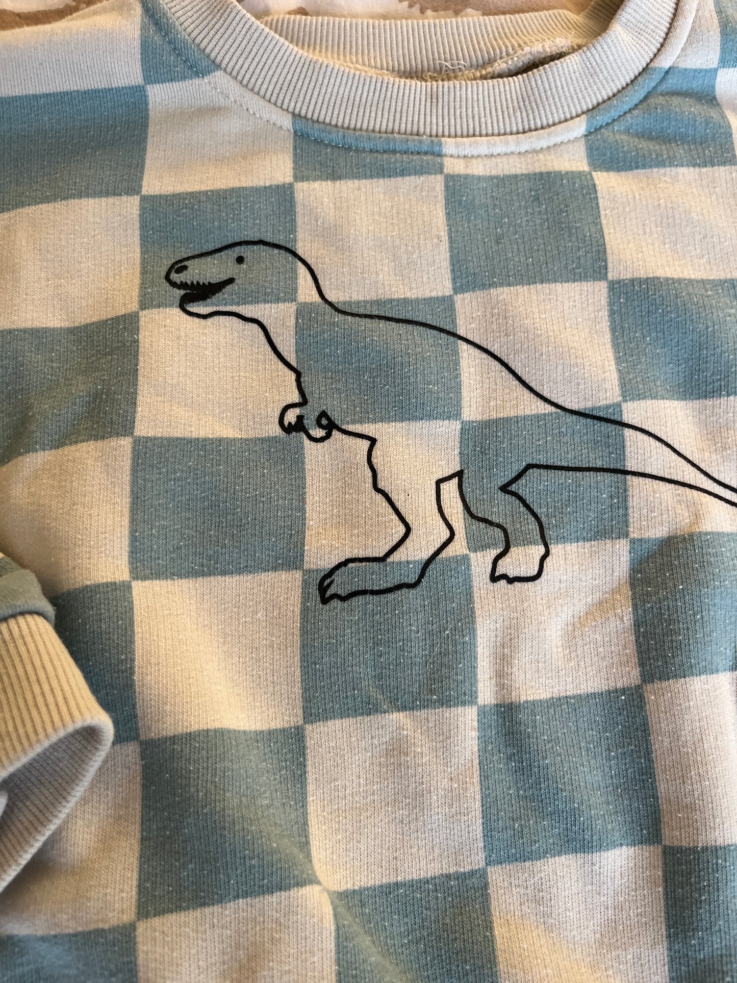 Sweat à manches longues à carreaux motif dinosaure - 36 mois