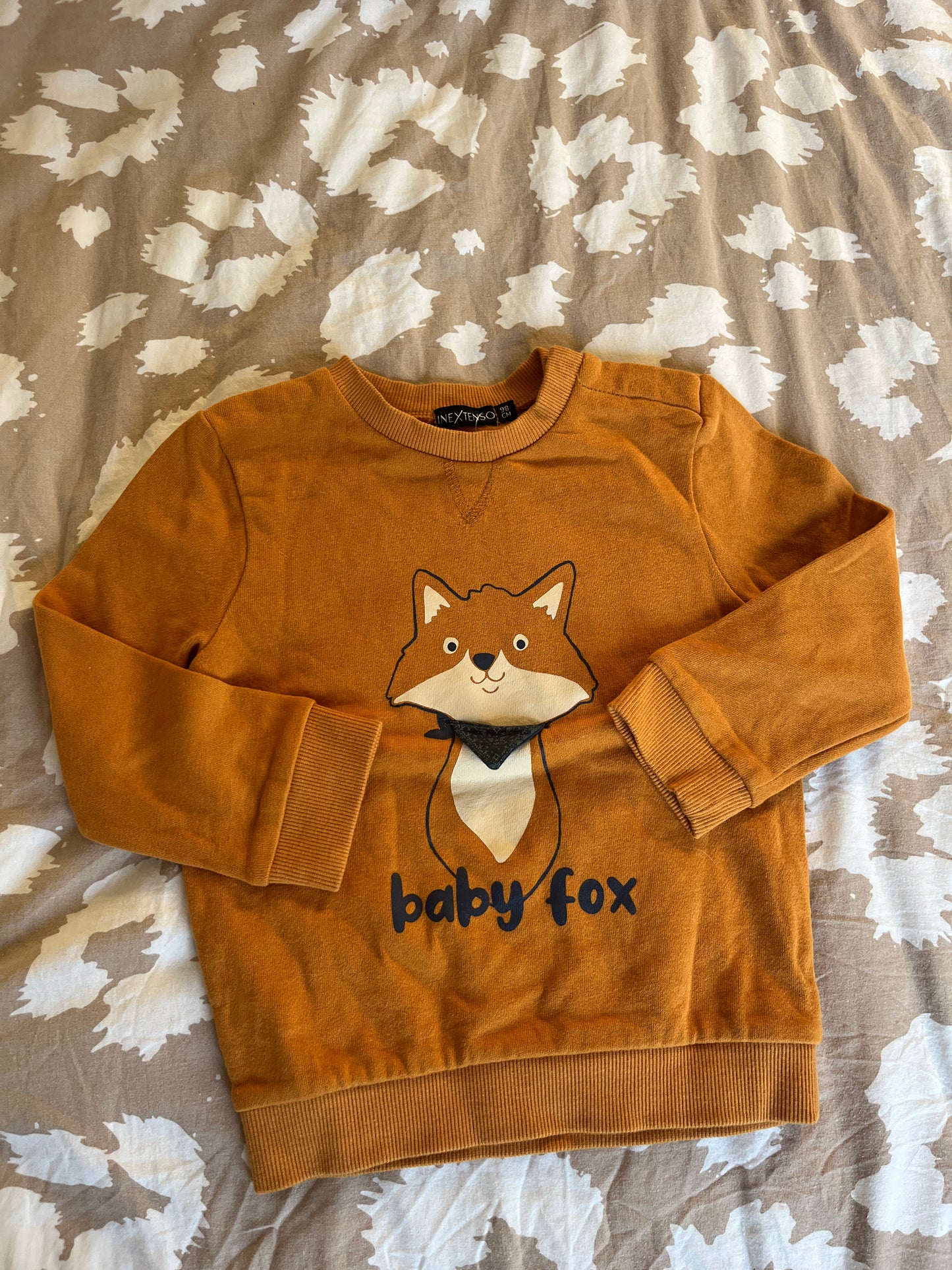 Sweat à manches longues moutarde renard - 3 ans