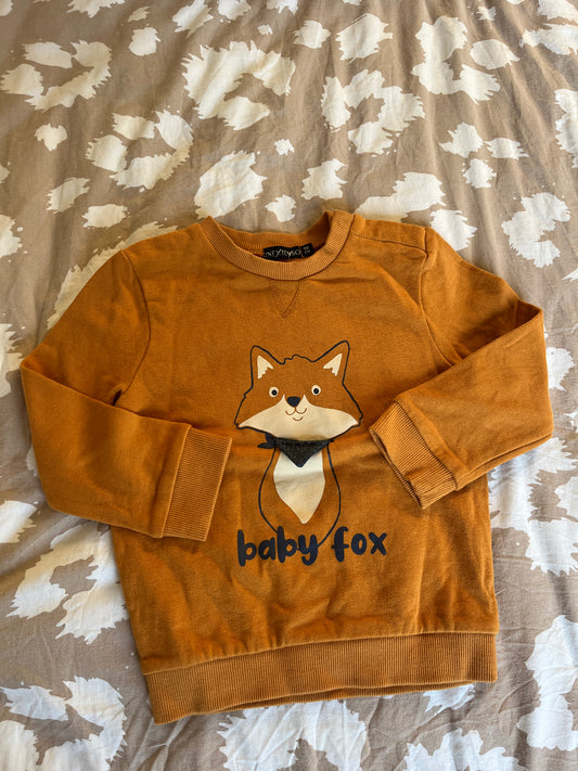Sweat à manches longues moutarde renard - 3 ans