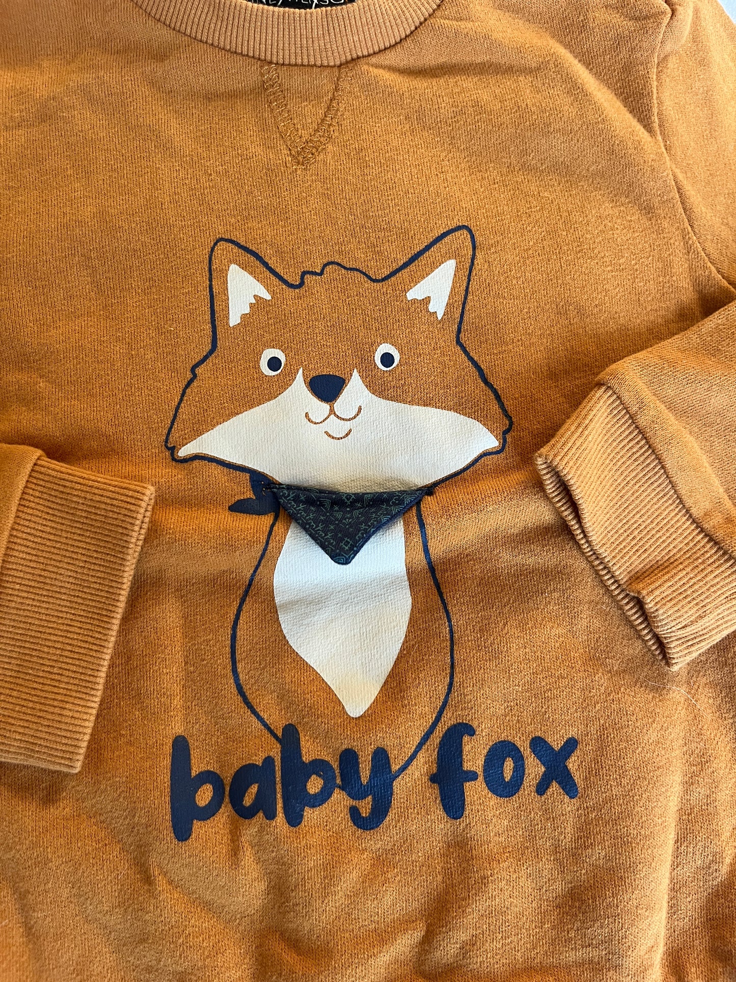 Sweat à manches longues moutarde renard - 3 ans