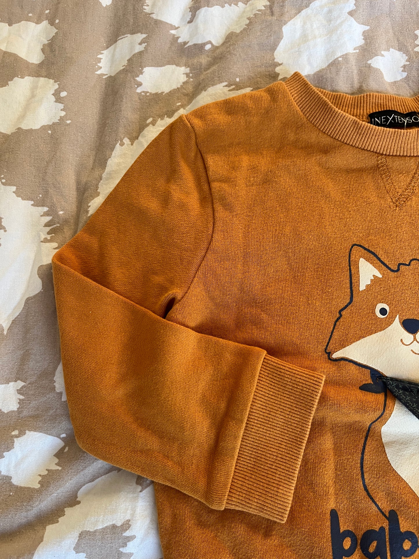 Sweat à manches longues moutarde renard - 3 ans