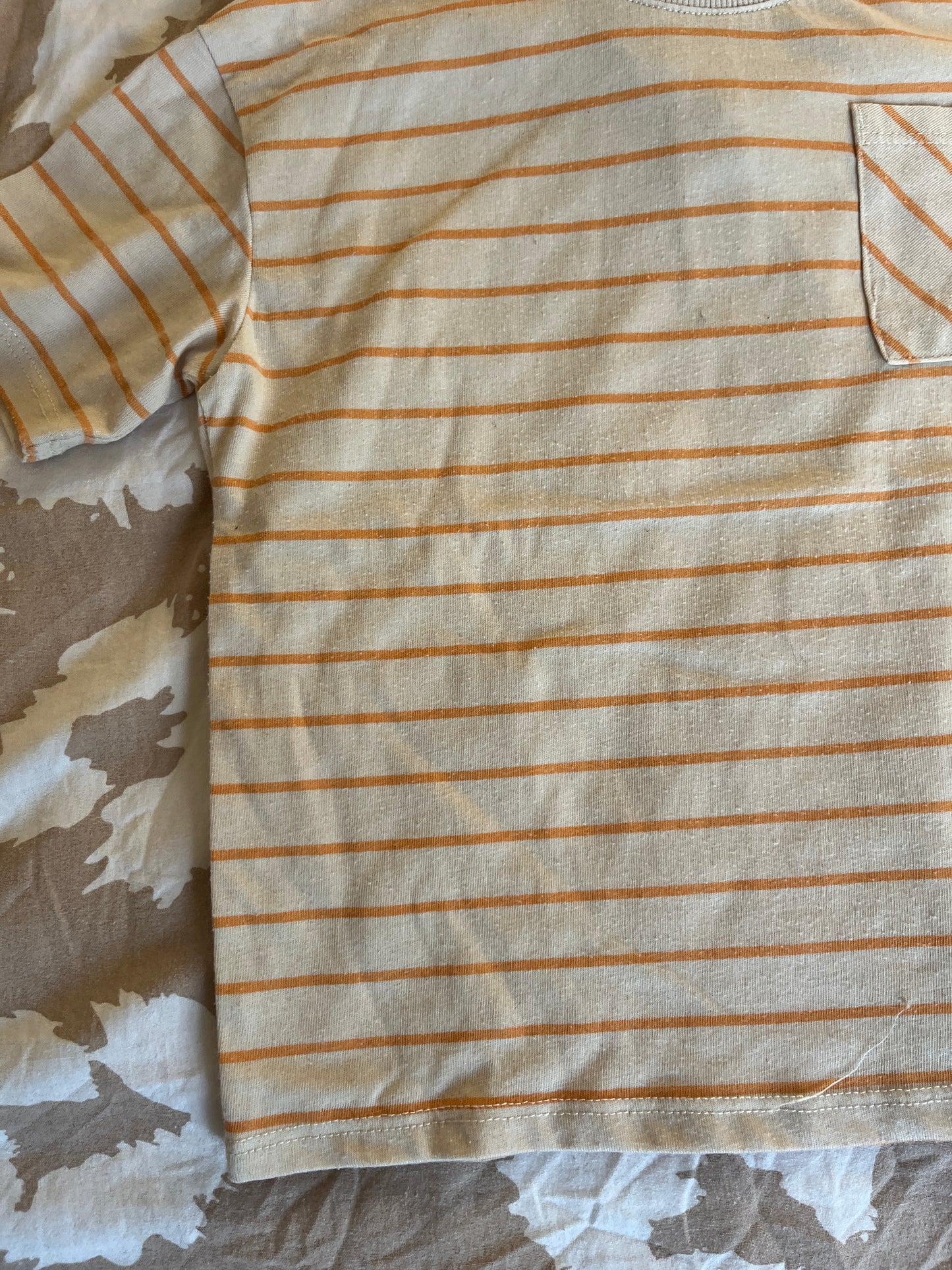 T-shirt à manches courtes beige à rayures orange - 36 mois