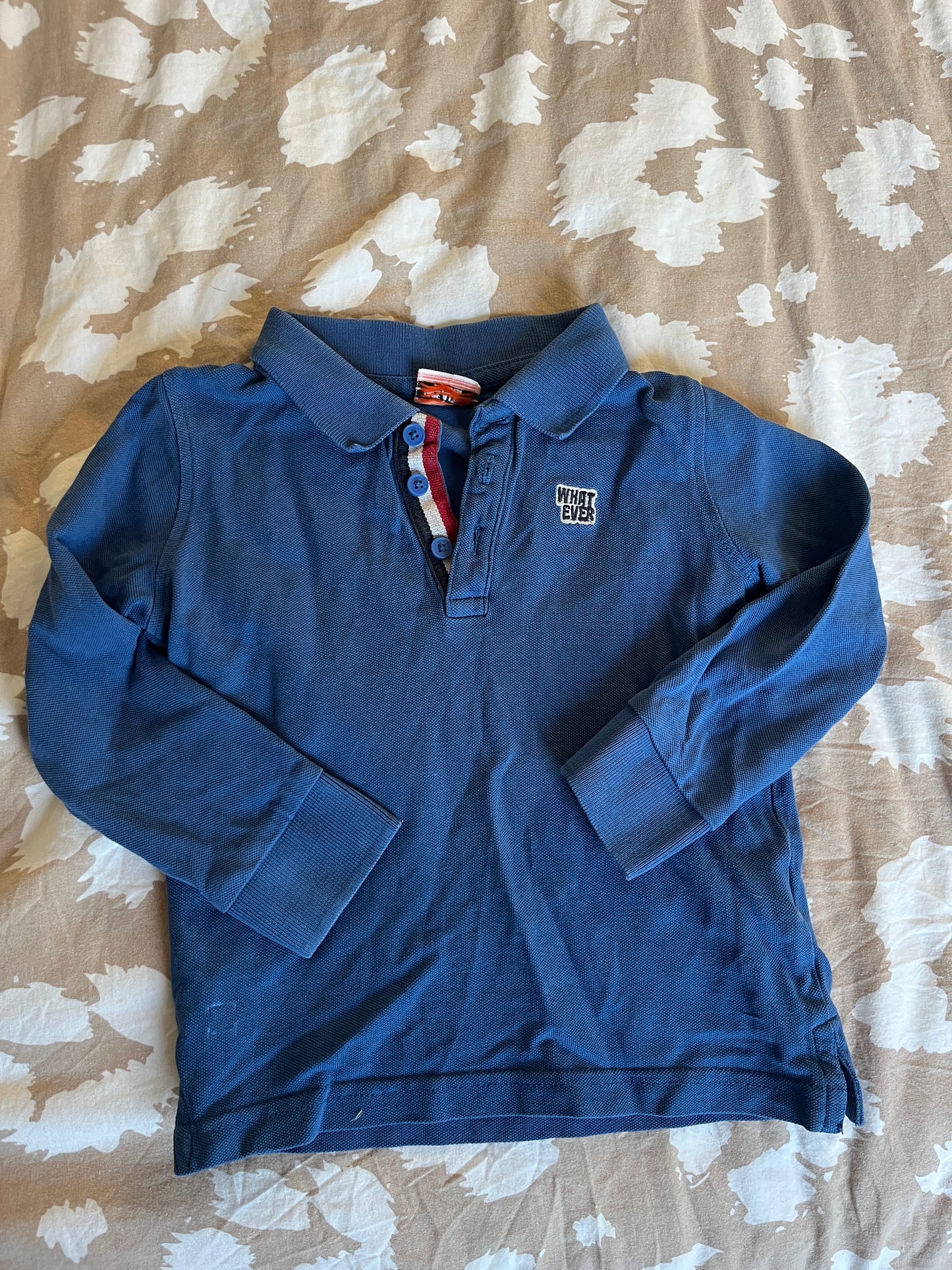 Polo en maille à manches longues bleu - 3 ans