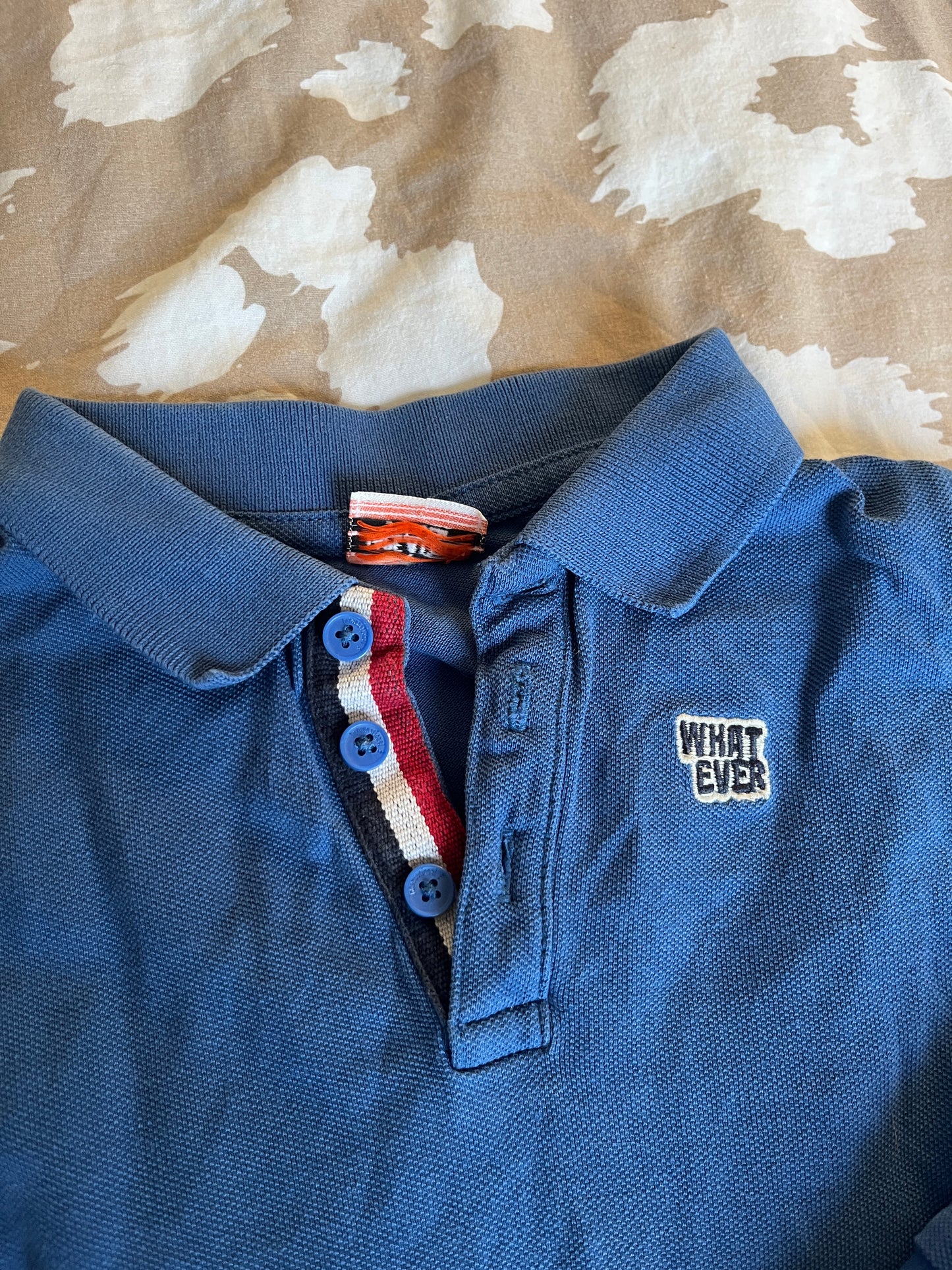 Polo en maille à manches longues bleu - 3 ans