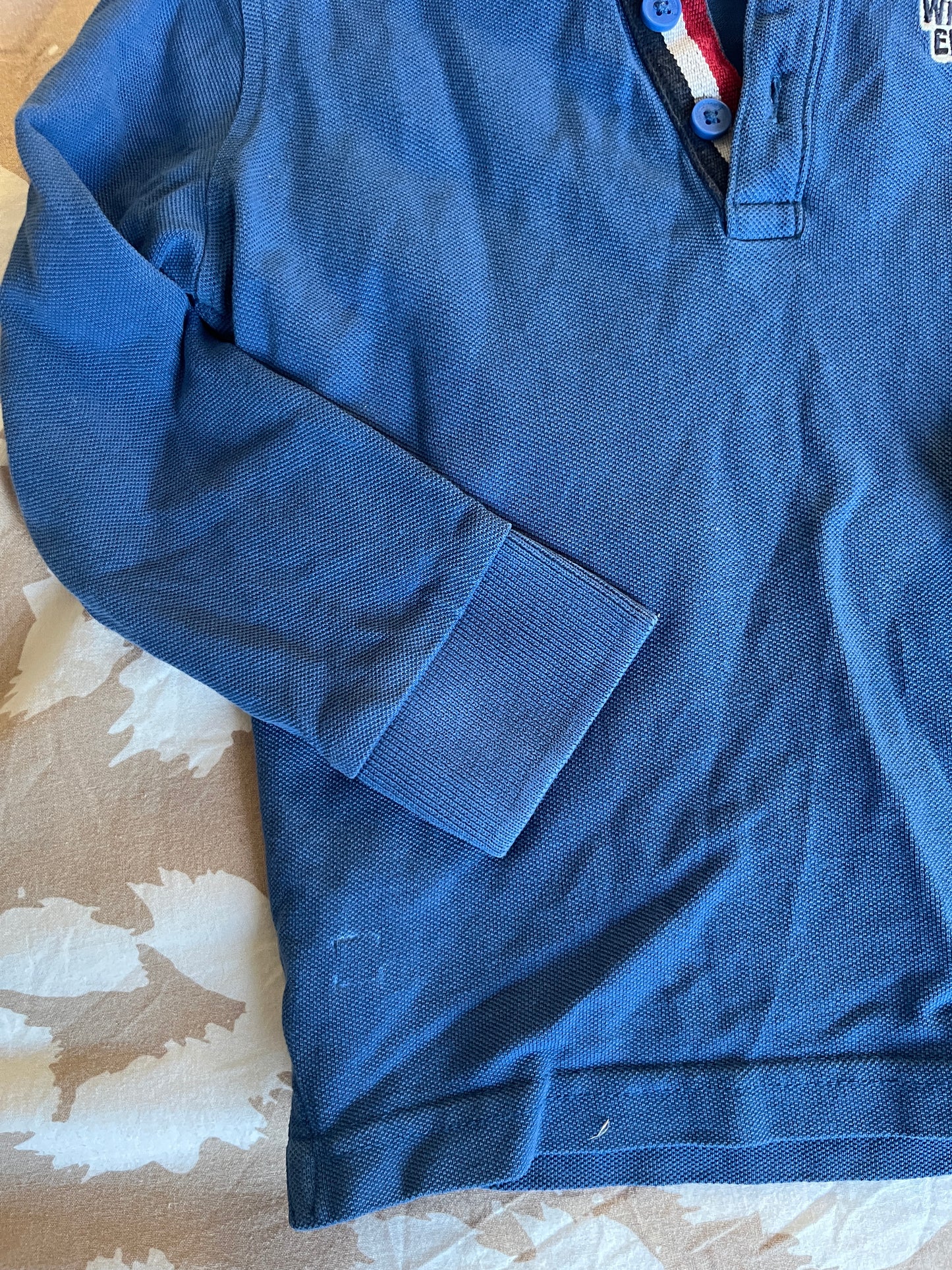 Polo en maille à manches longues bleu - 3 ans